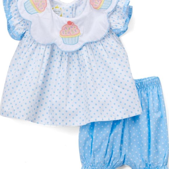 'EVERLASTING HEIRLOOM' SCALLOP NECK EMBROIDE CUPCAKE TOP & BLOOMER 2-PIECE SET - Picture 12 of 14